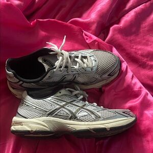 Asics Silver and Black Athletic Shoes